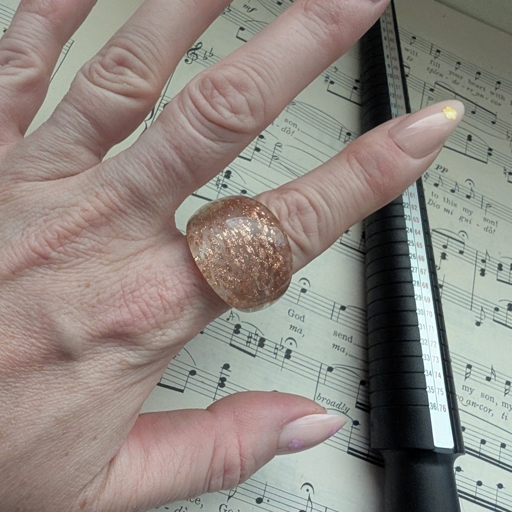 Elegant Gold-Toned Plastic Women's Ring Size 8.5